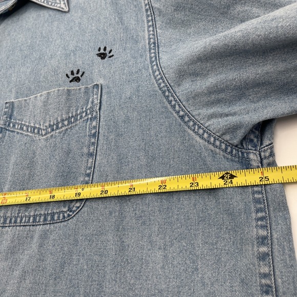 Vtg Women Denim Shirt XL Cats Kitties Handpainted Signed Grannycore  Artsy Boho - Picture 8 of 8